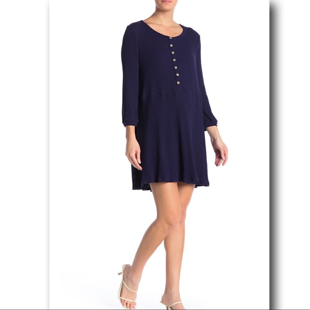 NWT Blue Pepper Long Sleeve Ribbed Babydoll Dress